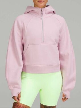 LULULEMON Pink Peony Oversized Half Zip Scuba Hoodie Sweatshirt